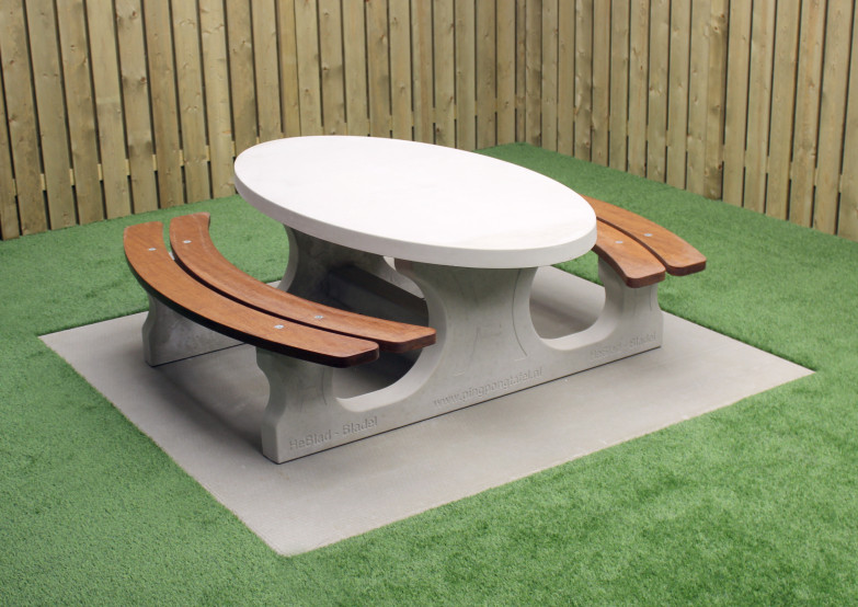 Picknickset Naturel Beton met bamboe zitplanken 