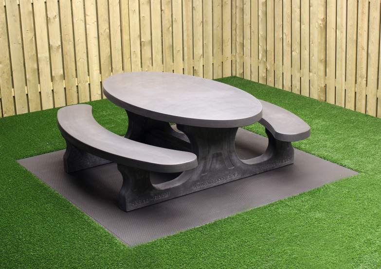 Ovale picknicktafel in Antraciet-Beton