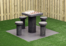 Schaaktafel van antraciet beton, 4 persoons