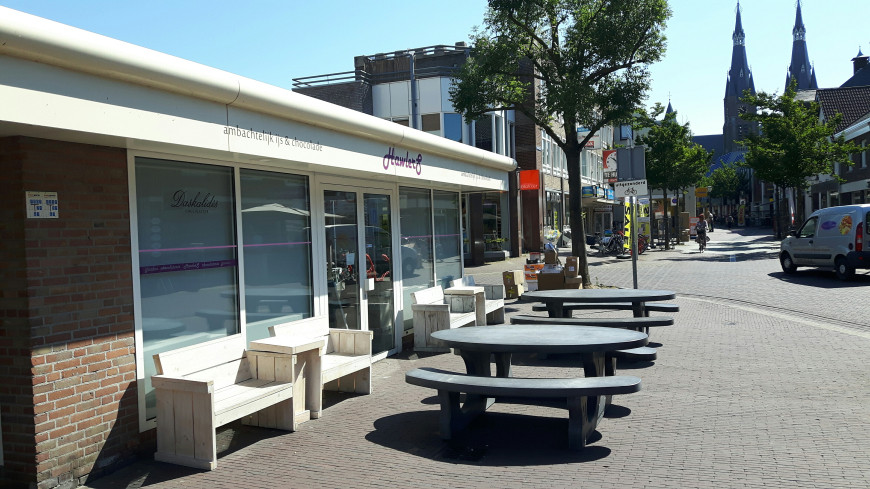 Picknickset in Antraciet-Beton in ovale vorm