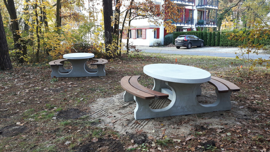 Naturel Betonnen Ovale Picknickset met bamboe zitgedeelte